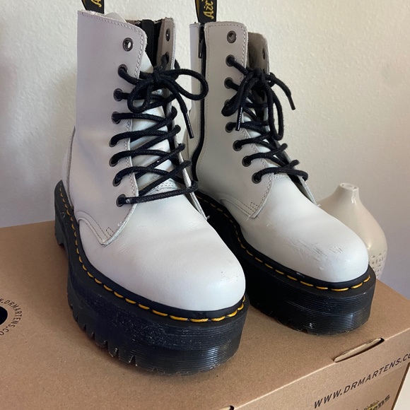 Dr Martens - 1461 White Smooth Leather Platform Shoes SKU  Women’s White Platform Dr. Martens Air Waire